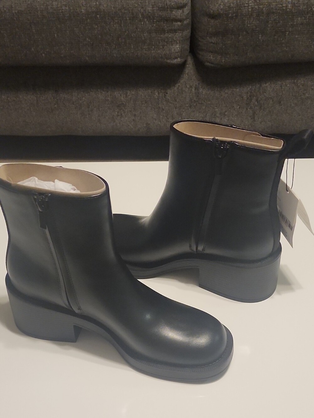 Botines Negros Zara Con Tacón Bloque, Talla 38